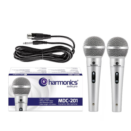 2 Microfones Dinâmico Mdc201 Harmonics Prata Promoção!