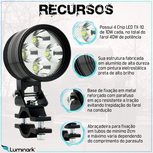 Imagem 2 de 5 de Par Farol Led Z4 Foco Aberto + Strobo