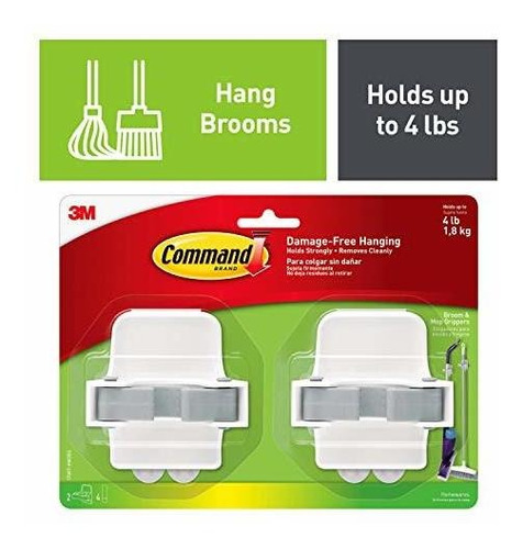 Command Broom & Mop Grippers, 2-grippers, 4-strips