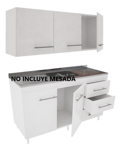 Combo Cocina Bajo Mesada + Alacena 3 Puertas 1.20m Orlandi