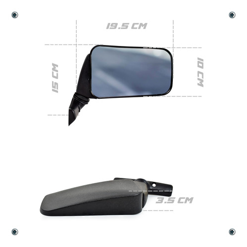 Espejo Lateral Tipo Baby Bandera Abatible Universal 2 Piezas