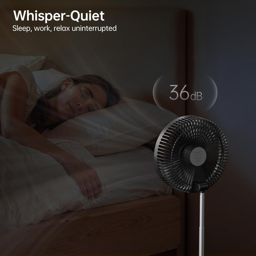 Ventilador De Pie Portátil Recargable 8000 Mah, Oscilante Y