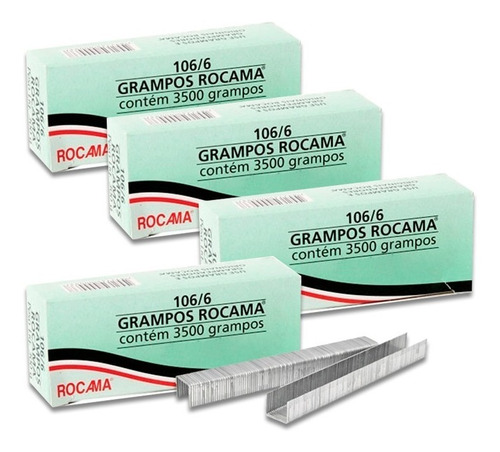 Kit 4 Cxs Grampos 6mm 106-6 Polidos P/ Grampeador Rocama