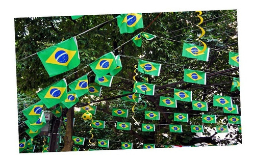 Varal Bandeiras Do Brasil Plástica 100m Bandeirinha Brasil.