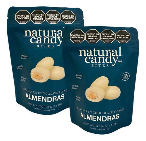 Almendras Bañadas Choco Blanco Bites Natural Candy 100g X2
