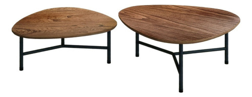 Conjunto Com 2 Mesas De Centro Folha Preto/madeira Ei