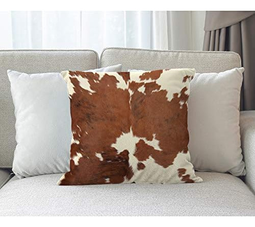 Moslion - Funda De Almohada Decorativa De Piel De Vaca, Dise