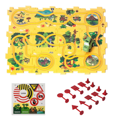 Puzzle Track Car Paly Set Slot Rail Toys Tema Del Dinosaurio