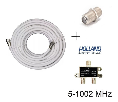 Cable Rg6 Tv Cable (10mts) + Copla + Splitter 