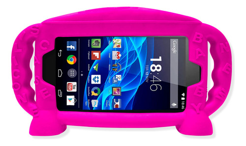 Capa Capinha Para Tablet Multilaser M7 Infantil + Pelicula Cor Pink