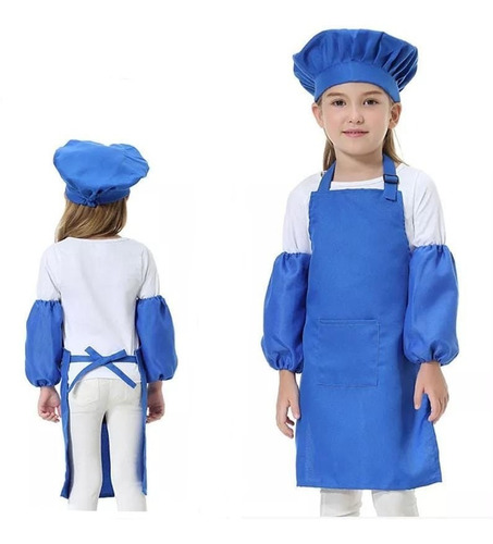 100% Tela Drill Grueso Mini Chef ( Mandil + Gorro + Mangas) 