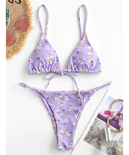 Conjunto Sexy De Bikini Halter Con Efecto Anudado