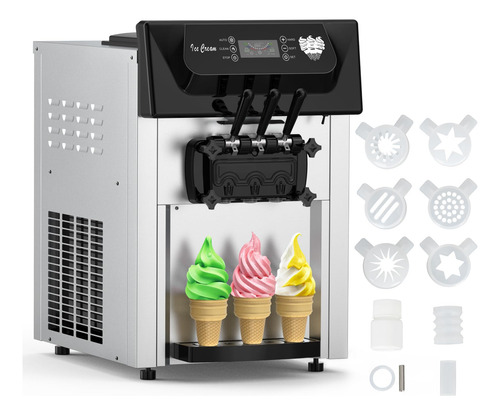 Máquina De Helados Suave Comercial 2200 W 3 Sabores Plateado (sliver) Frecuencia
