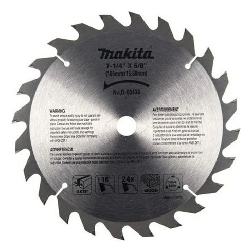 Disco De Sierra Para Madera 7-1/4'' 24d Makita D-03436