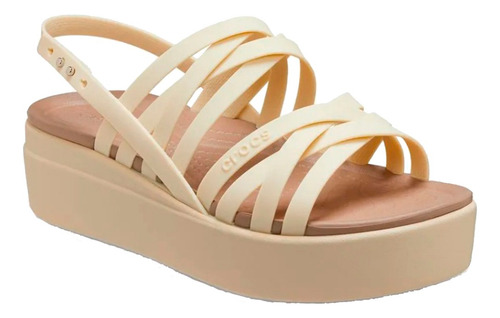 Imagen 2 de 6 de Sandalia Crocs Mujer Brooklyn Strappy Low Wdgw Bone Empo2000