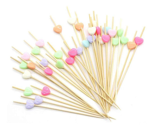 Imagem 2 de 5 de 150 Espeto Enfeite Coração Multicor 12 Cm Lanches Petiscos
