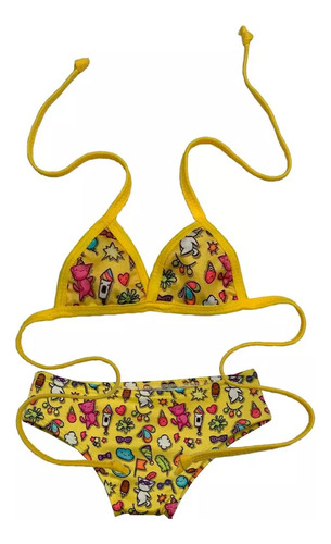 Biquini Infantil Moda Praia Verão Proteção Uv50 Amarelo