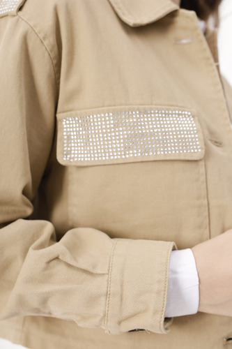 Campera Upminorista Gabardina Strass Mujer