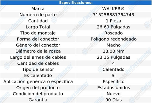Sensor Oxígeno Bmw 320i Xdrive L4 2.0l 13-18 Walker