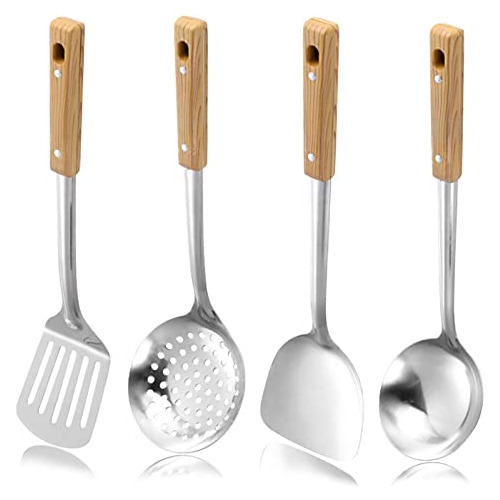 Set De Utensilios Wok De 4 Piezas De Acero Inoxidable, ...