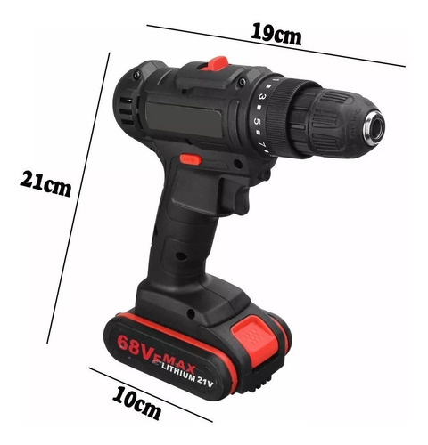 Taladro Inalámbrico 68vf 2 Baterías 2 Velocidades + Broca