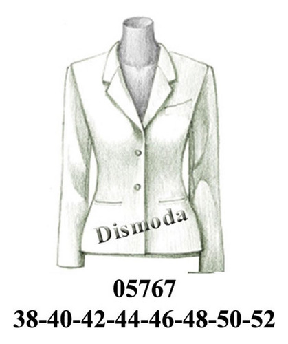 05767 - Molde De Blazer Dama 3 Botones Largo 60 Cms