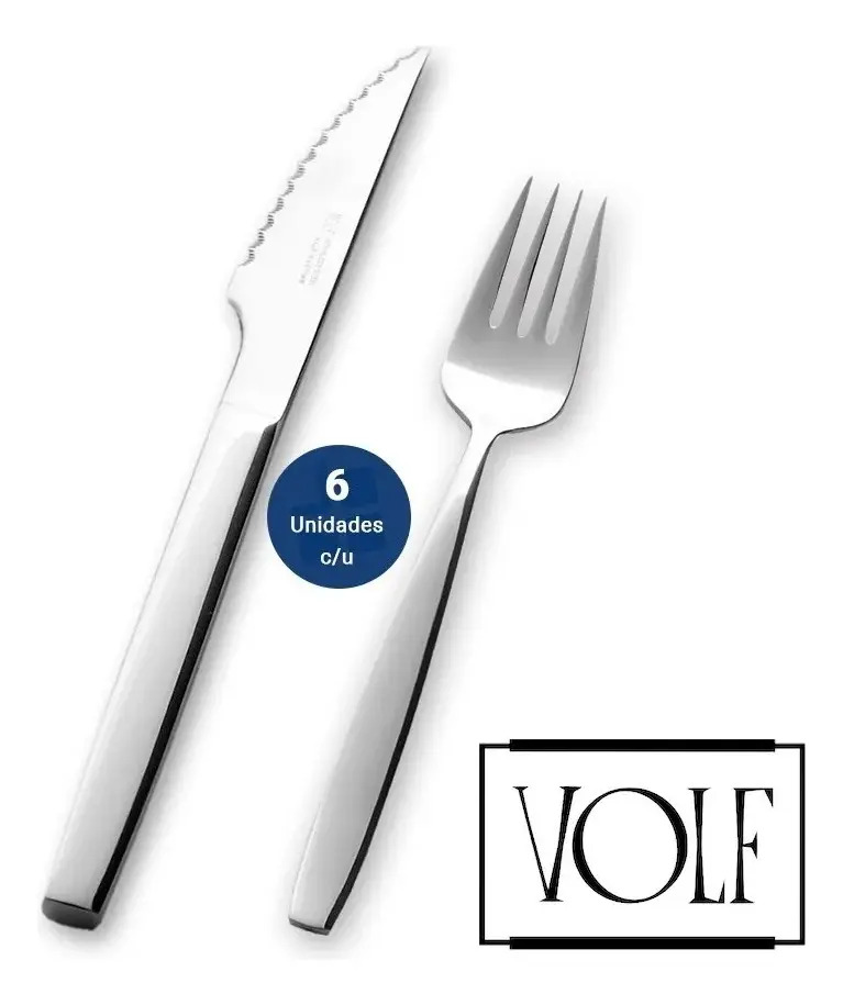 Set Cubiertos X12 Volf Acero Inox Cocina Vento Pack Armado