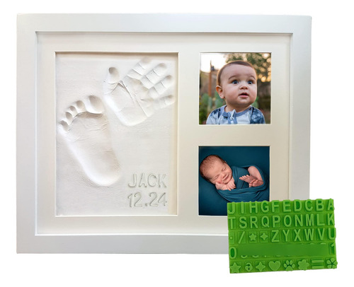 Kit De Recuerdo Para Bebé Con Huellas Y Marco De Madera