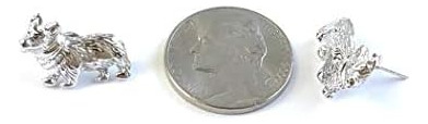 Tisoro 925 Plata De Ley Maciza Pequeños Aretes De Corgi Galé