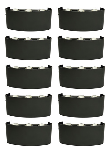 Arbotante Para Muro Led 12w Acabado Negro Luz Calida 10 Pzas