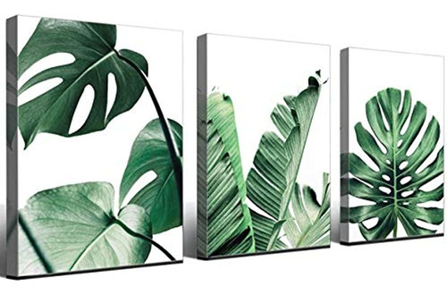 Wtd Lienzo Decorativo Para Pared Diseño De Hojas Verdes Con 