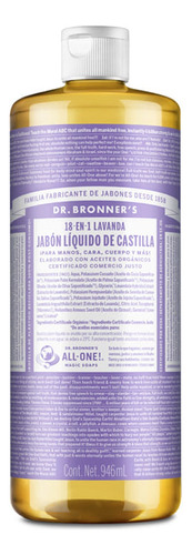 Jabón Liquido De Castilla Organico Dr Brooner's Lavanda 946m