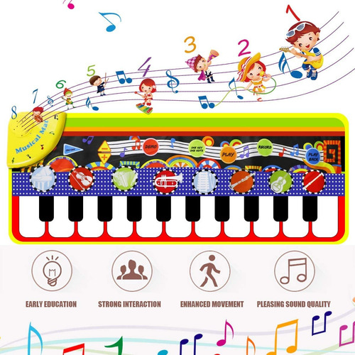 Imagen 2 de 6 de Renfox - Tapetes Musicales Infantiles, Alfombra Con Teclado