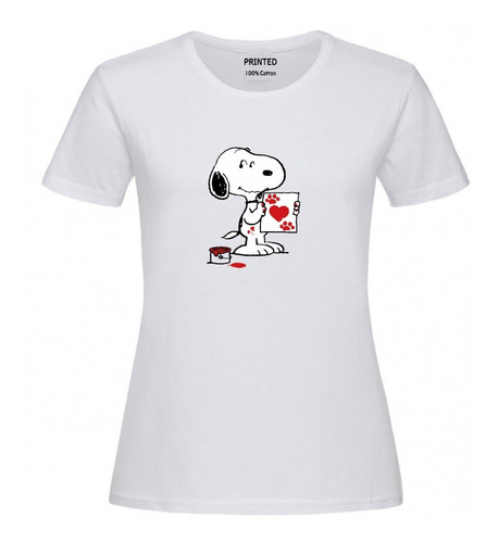 Polera Mujer Estampado Snoopy Pintando