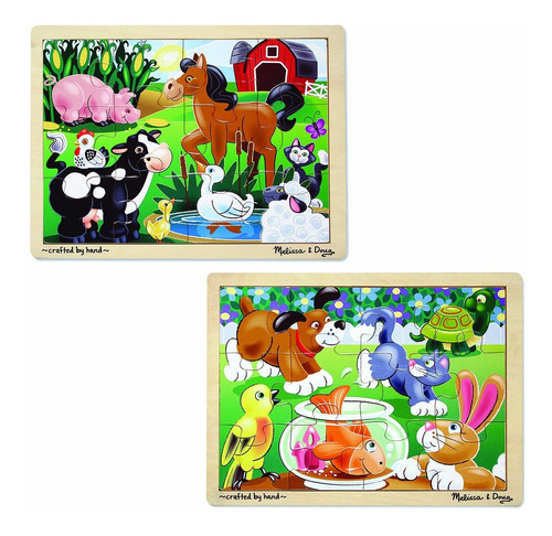  Animals Wooden Jigsaw Puzzles Set  Pets And Farm Life ...