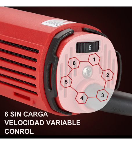 Pulidora Orbital de Doble Acción Teeno de 1000 W Con 6 Velocidades Ajustables Disco y Almohadilla de Pulido Color Negro/Rojo
