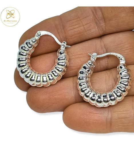 Imagen 4 de 6 de Aros Plata Inflada Argolla