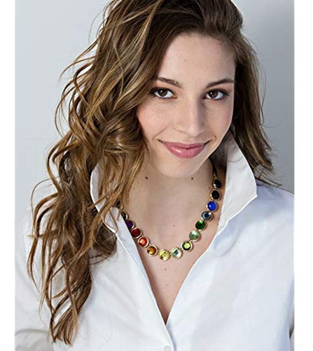 Collar Llamativo Rachel Round Rainbow Stones Collar Para Muj