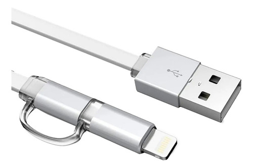 Cable Universal 2 En 1 Microusb Compatible Con Lightning Color Blanco