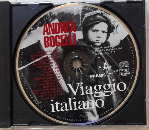 Andrea Bocelli Cd Viaggio Italiano (sin Carátulas)