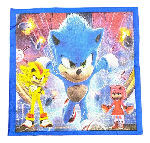 20 Servilletas Grande De Papel Para Fiesta Con Tema De Sonic