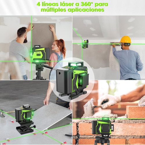 Nivel Láser De 16 Líneas 4d 3° Autonivelante Con 2 Baterías
