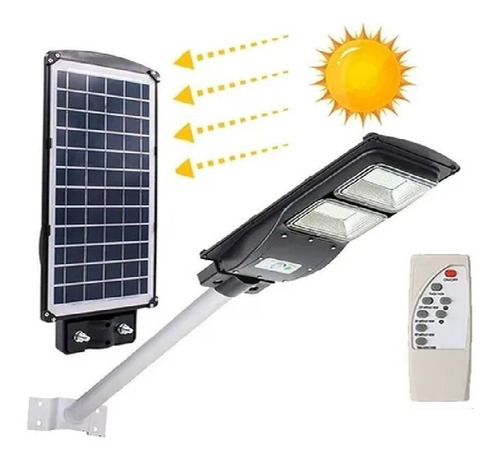 Foco Solar Led 60w Exterior C/ Sensor Y Control+ Brazo Metal