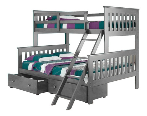 Litera Rainer Gris Camas Piezas Muebles Twins Literas