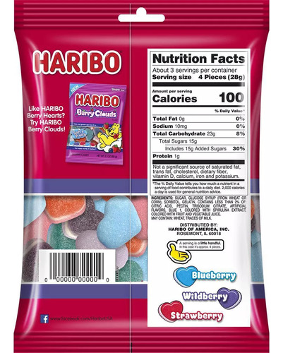 Gomitas Corazón Haribo Sabor Moras Berry Hearts San Valentín