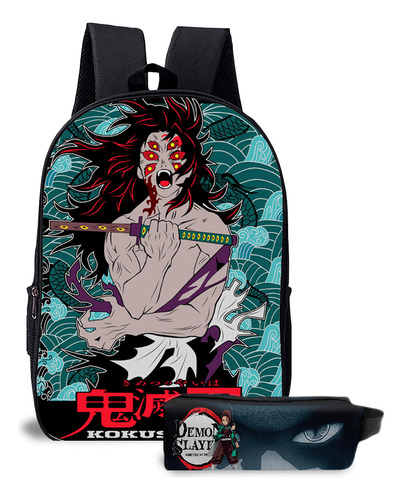 Escolar Mochila E Estojo Menino Anime Demon S Cor Mochila E Estojo 4 Desenho Do Tecido Damon Slayer