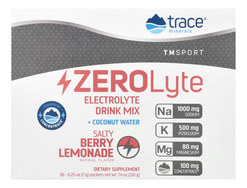 Trace Minerals Zero Lyte Electrolitos En Polvo 30pz/7.3g Sfn