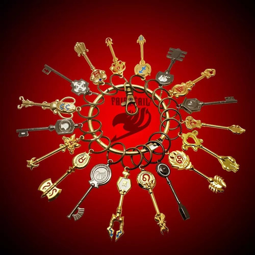 Conjunto De Chaves E Chaveiros Fairy Tail Lucy Golden Zodiac