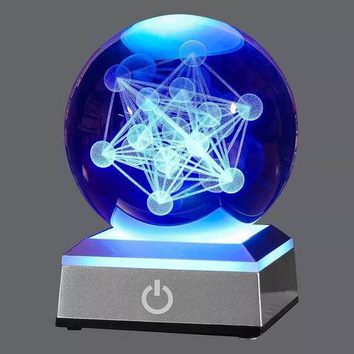 Bola De Cristal 3d Metatron's Cube Com Luz Led Colorida A