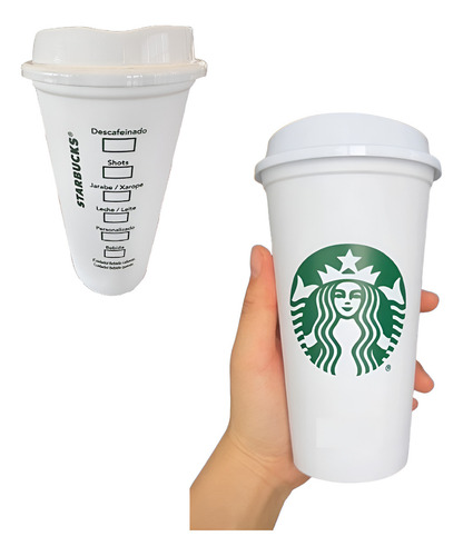 Vaso Starbucks Reusable Clásico Plástico Blanco 473 Ml